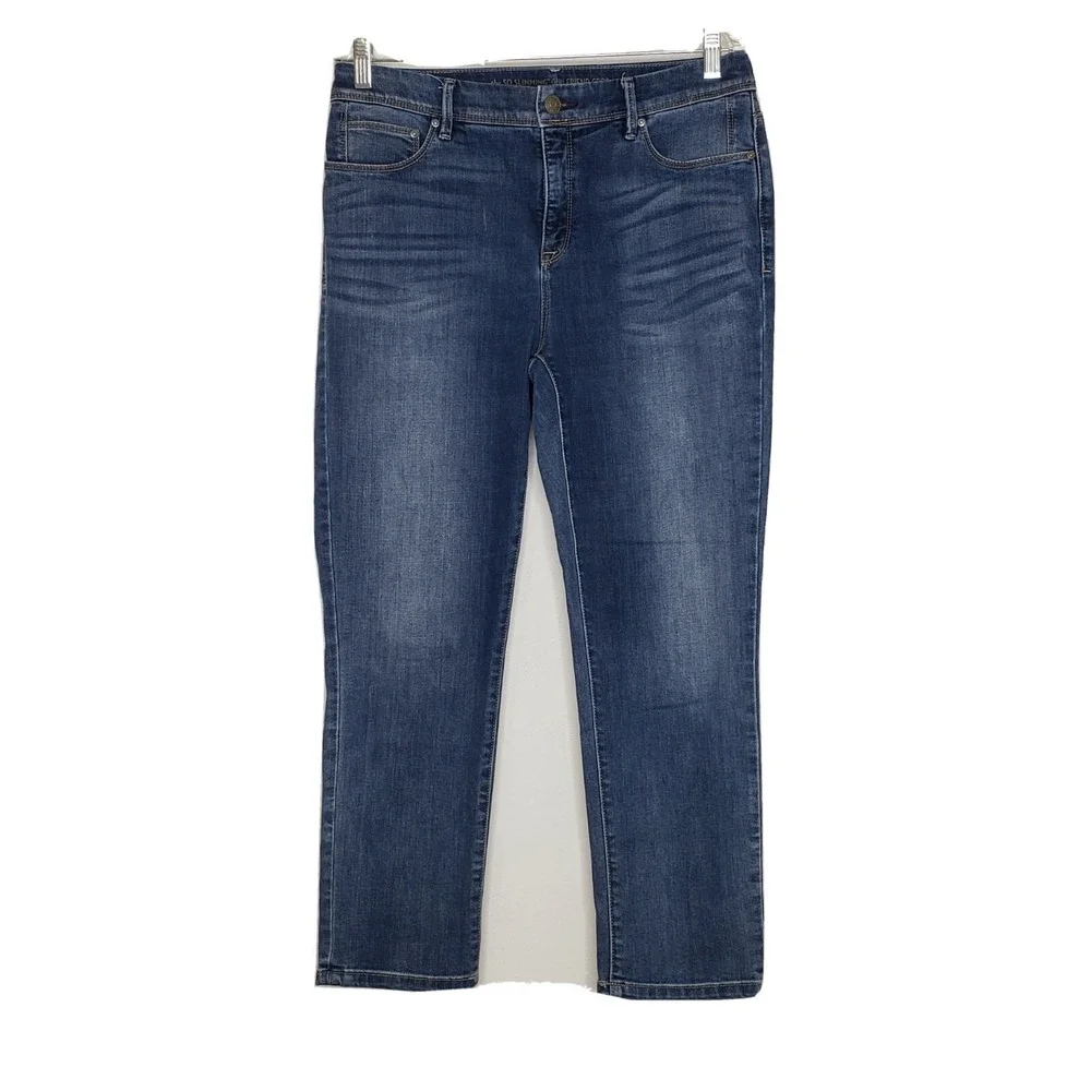Chico's Cropped Jeans Sz 0.5 Med Wash Blue So Slimming Girlfriend Crop High Rise